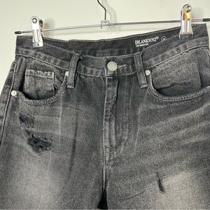 BlankNYC Rivington Ripped High Waist Tapered Jeans Black Wash Sz 26 Distressed